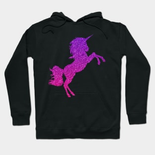 Bright Pink Purple Ombre Faux Glitter Unicorn Hoodie